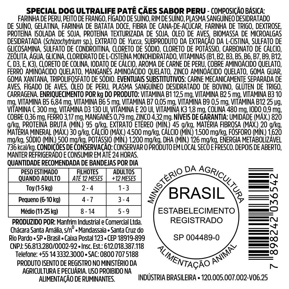 Special Dog Ultralife Patê Peru para Cães Adultos