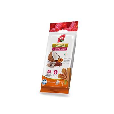 Snack N&D Dental Quinoa para Cães de Médio e Grande Porte Sabor Arenque, Quinoa, Coco e Cúrcuma