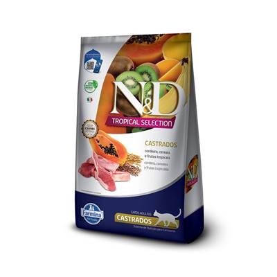 Ração Farmina N&D Tropical Selection para Gatos Adultos Castrados Sabor Cordeiro, Cereais e Frutas Tropicais 1,5kg