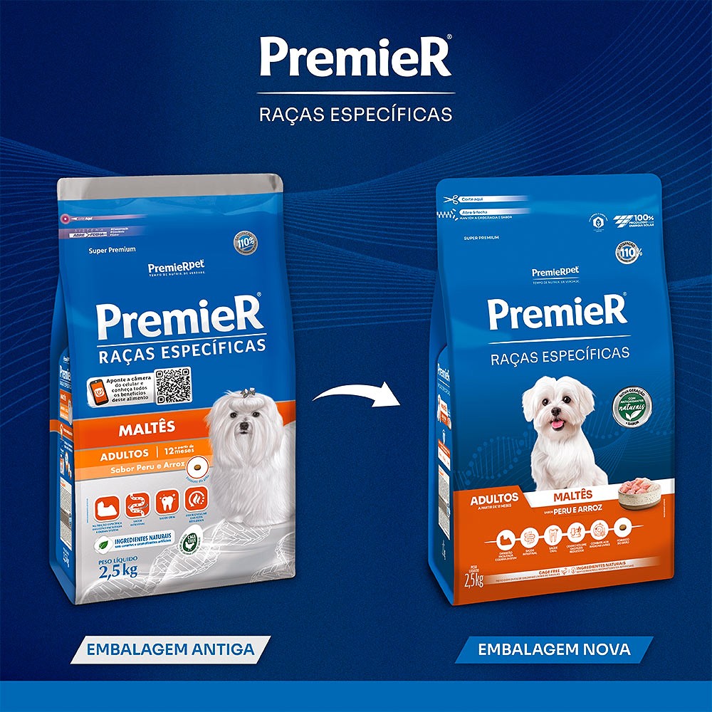 Ração Premier Raças Específicas Maltês para Cães Adultos sabor Peru & Arroz