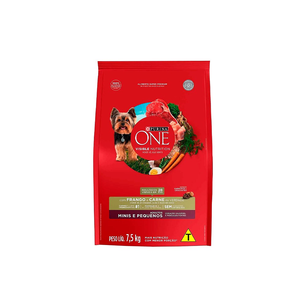 Ração Nestlé Purina One para Cães Adultos de Porte Mini e Pequeno sabor Frango e Carne