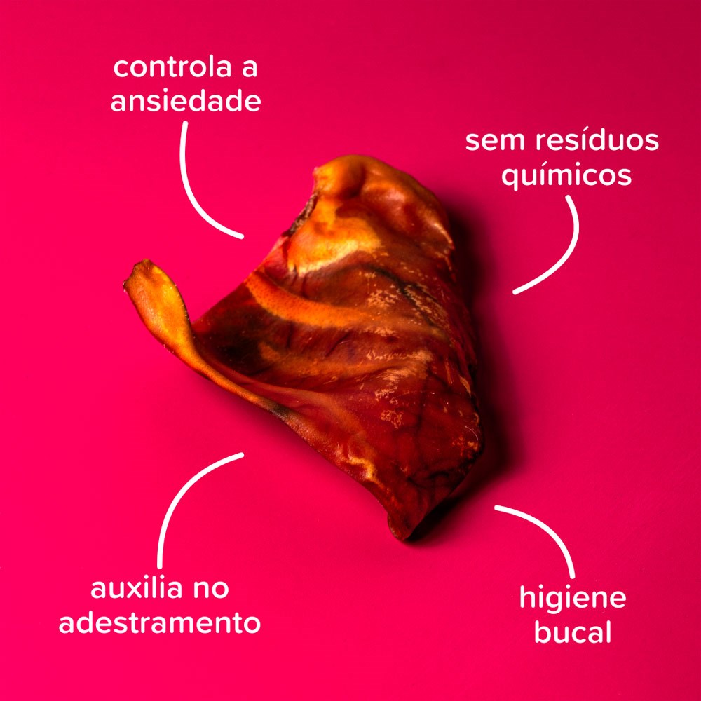 Osso Natty Chews Orelha Suína Natural para Cães - 3 Unidades