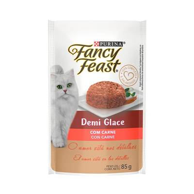 Ração Fancy Feast Sachê para Gatos Adultos sabor Demi Glace Carne 