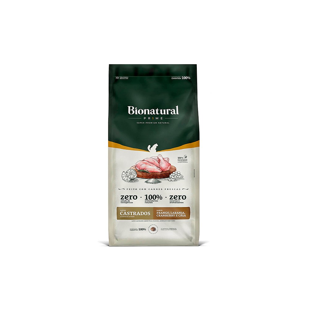 Ração Bionatural Prime para Gatos Castrados Sabor Frango