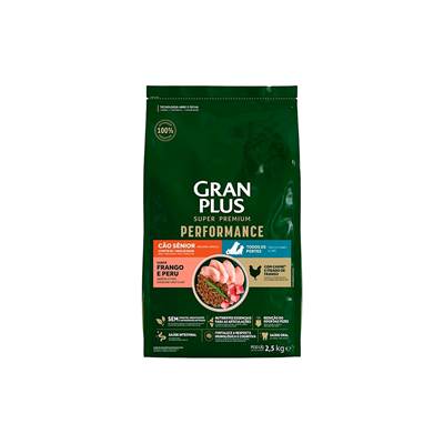 Ração GranPlus Performance para Cães Seniores de Todos os Portes Sabor Frango e Peru 10,1kg