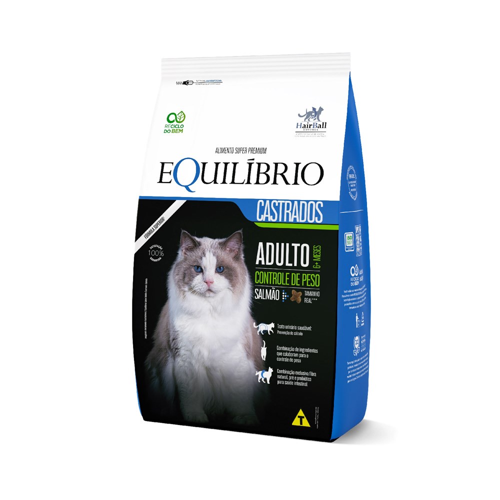 Ração Equilíbrio para Gatos Adultos Castrados sabor Salmão
