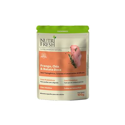 Ração Úmida Nutrifresh para Cães Adultos sabor Frango, Chia e Batata Doce 100g