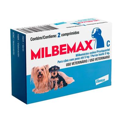 Vermífugo Milbemax C para Cães até 5 Kg 2 comprimidos