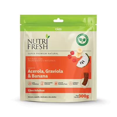 Bifinho Nutrifresh Natural Sabor Acerola, Graviola e Banana para Cães Adultos 300g