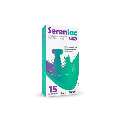 Suplemento Avert Serenlac para Cães e Gatos 75mg 30 Comprimidos