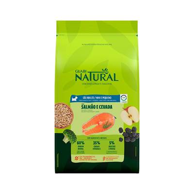 Ração Guabi Natural para Cães Adultos Porte Mini e Pequeno sabor Salmão & Cevada 2,5kg