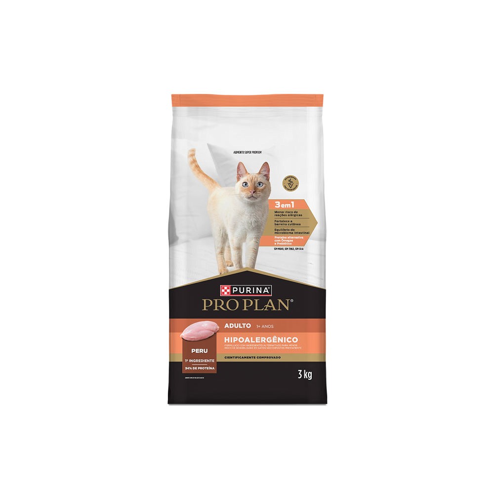 Ração Purina ProPlan Hipoalergênico para Gatos Adultos sabor Peru