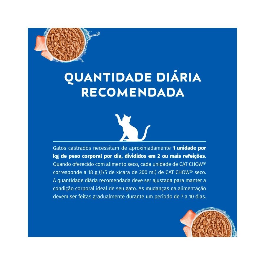 Ração Cat Chow Sachê para Gatos Castrados sabor Peixe ao Molho