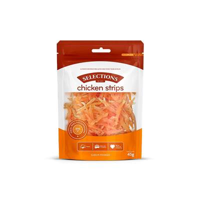Snack Desidratado Chicken Strips Selections for pets para Gatos 45g