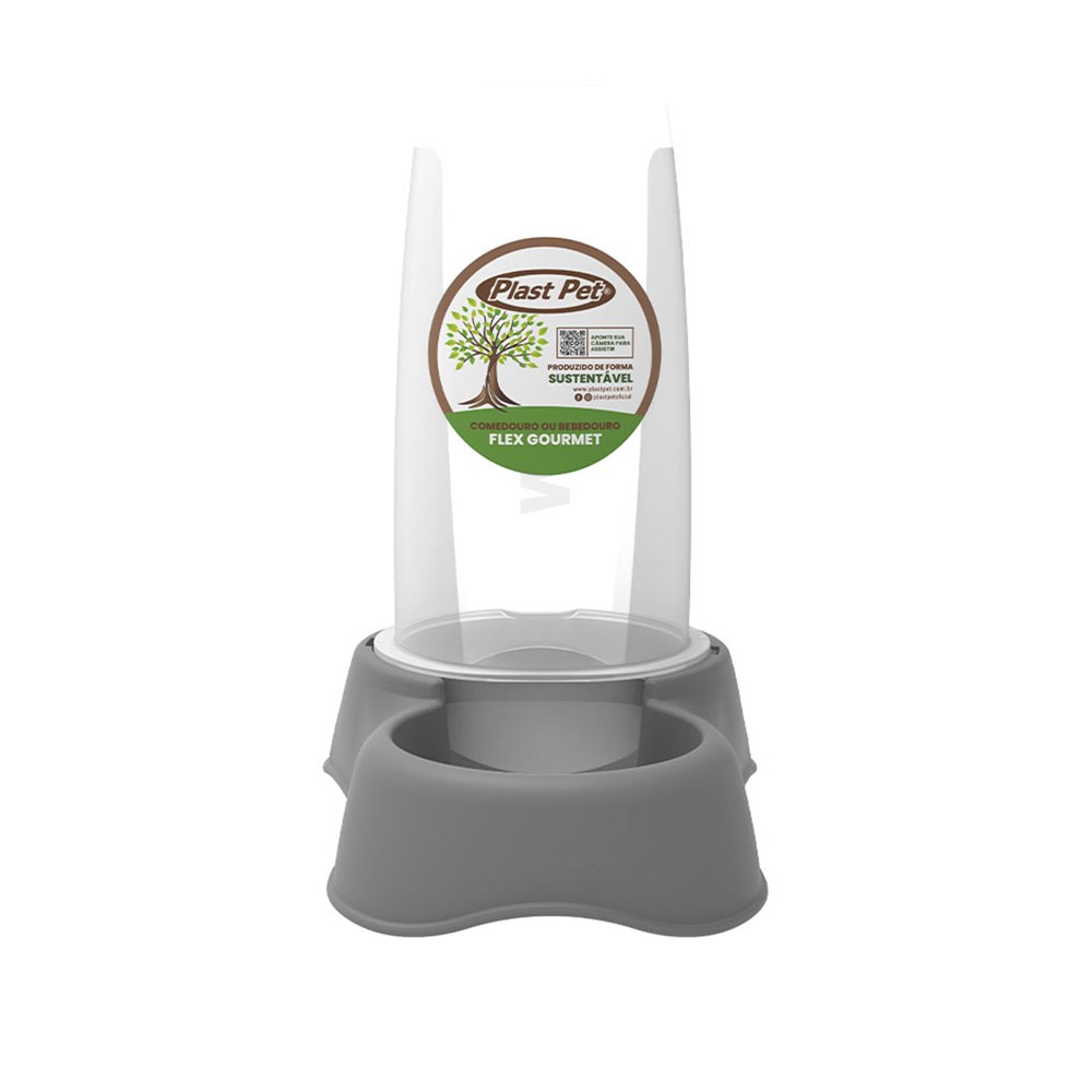 Comedouro ou Bebedouro Plast Pet Flex Gourmet Eco Taupe para Cães e Gatos