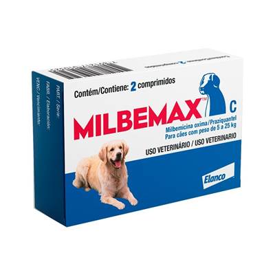 Vermífugo Milbemax C para Cães com peso entre 5 - 25 Kg 2 comprimidos