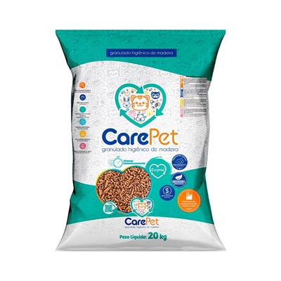 Areia Sanitária CarePet Granulado de Madeira Original. 2,5kg