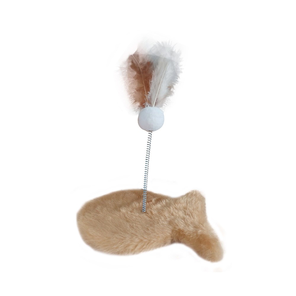 Brinquedo Arranhador Hello Pet Peixe Pelúcia Bege para Gatos