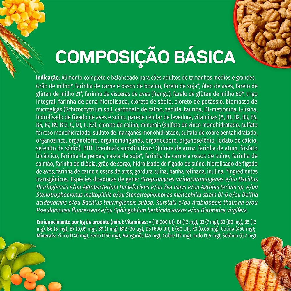 Ração Dog Chow para Cães Adultos de Raças Médias e Grandes Sabor Carne, Frango e Arroz