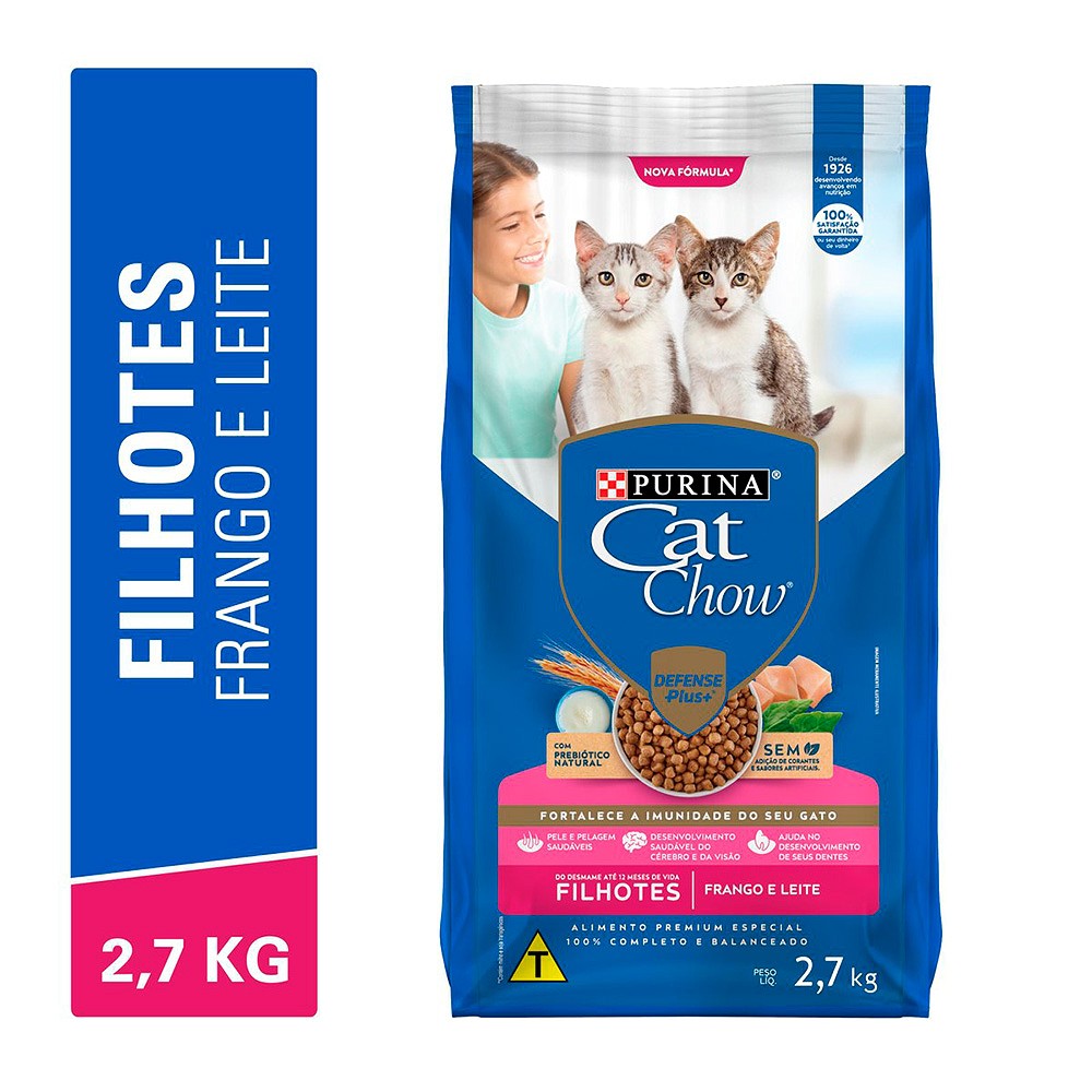 Ração Cat Chow para Gatos Filhotes sabor Frango & Leite