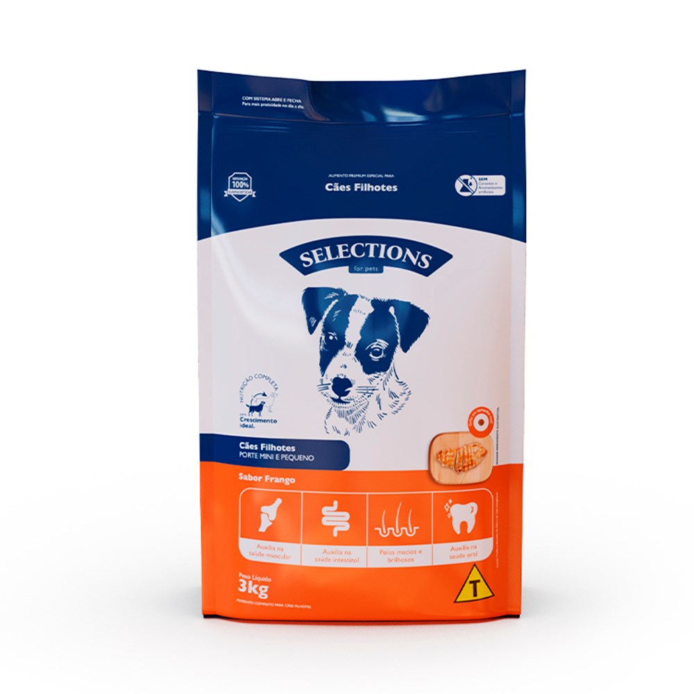 Ração Selections For Pet para Cães Filhotes Mini/Pequenos sabor Frango