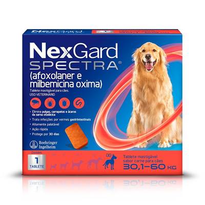 Antipulgas e Carrapatos NexGard Spectra para Cães de 30,1kg a 60kg 1 tablete