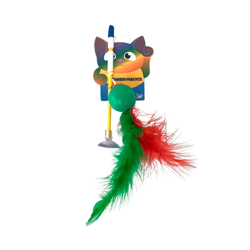 Brinquedo Plumas e Penas Elastic Ball Estendido para Gatos - Cores Sortidas