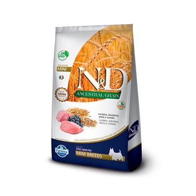 Ração N&D Ancestral para Cães Adultos de Raças Pequenas sabor Cordeiro & Blueberry 0,8kg