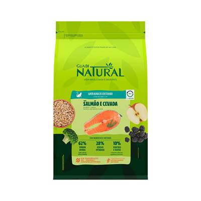 Ração Guabi Natural para Gatos Adultos Castrados sabor Salmão & Cevada