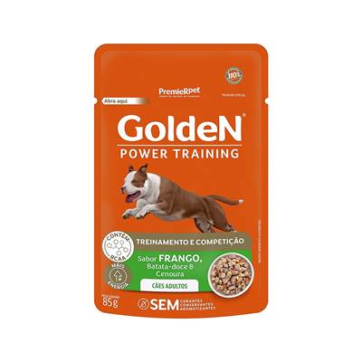 Ração Golden Power Training para Cães Adultos sabor Frango, Batata Doce e Cenoura 85g
