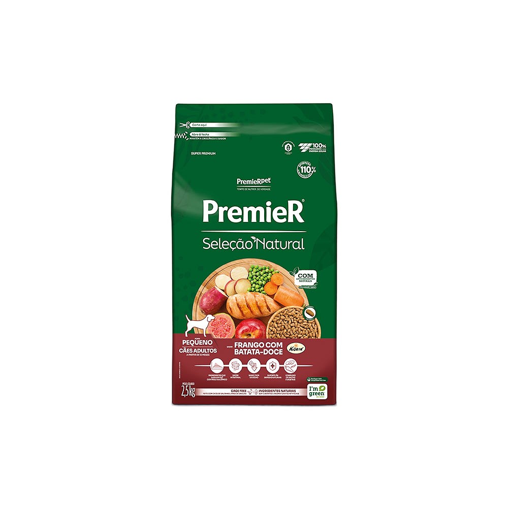 Ração Premier Seleção Natural para Cães Adultos Raças Pequenas sabor Frango & Batata Doce 