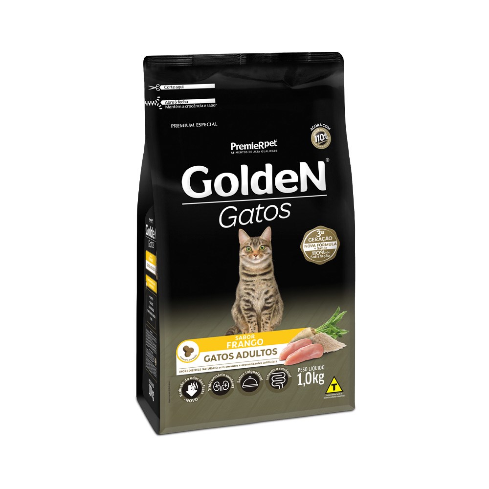 Ração Golden Gatos Adultos sabor Frango 