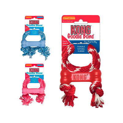 Brinquedo Kong Puppy Goodie Bone com Corda - Cores Sortidas PP