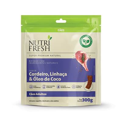 Bifinho Nutrifresh Natural Sabor Cordeiro, Linhaça e Óleo de Coco para Cães Adultos 300g