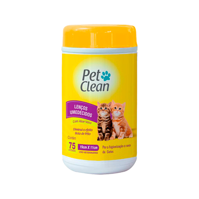Lenço Umedecido Pet Clean para Gato 75 unidades