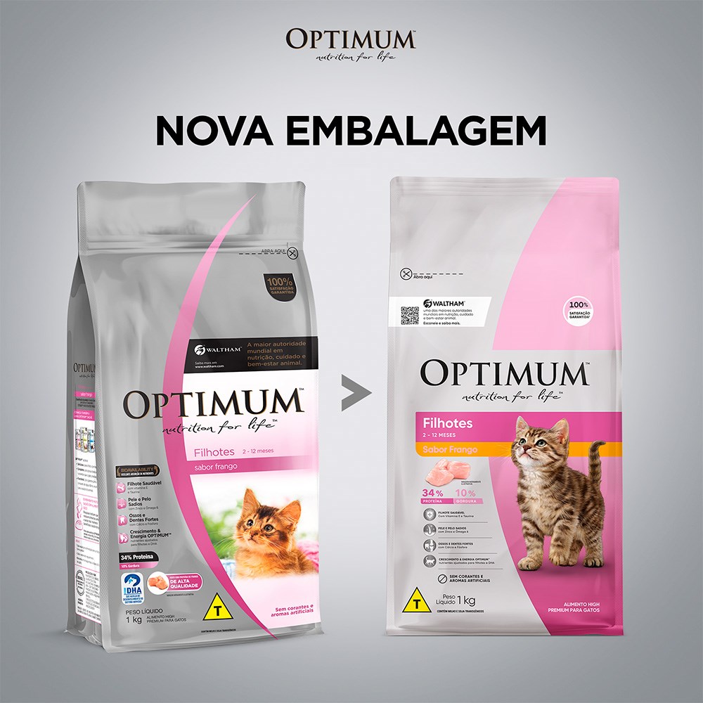 Ração Optimum para Gatos Filhotes De 2 à 12 Meses sabor Frango