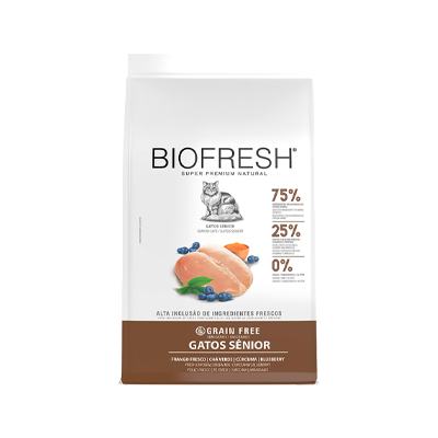 Ração Biofresh para Gatos Sênior sabor Frango ,Chá Verde, Cúrcuma e Blueberry 1,5kg