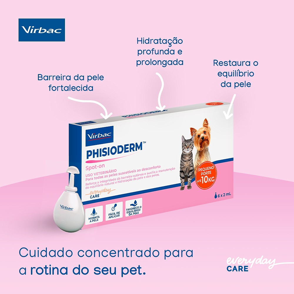 Hidratante Virbac Phisioderm Spot On S.I.S 2ml para Cães e Gatos Até 10kg