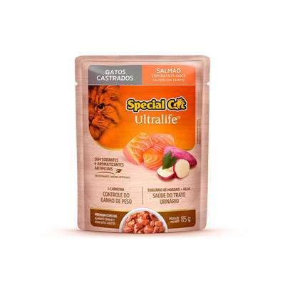 Ração Úmida Special Cat Ultralife Salmão com Batata-Doce para Gatos Castrados 85g