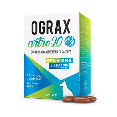 Suplemento Ograx Artro 20 para Cães 30 cápsulas