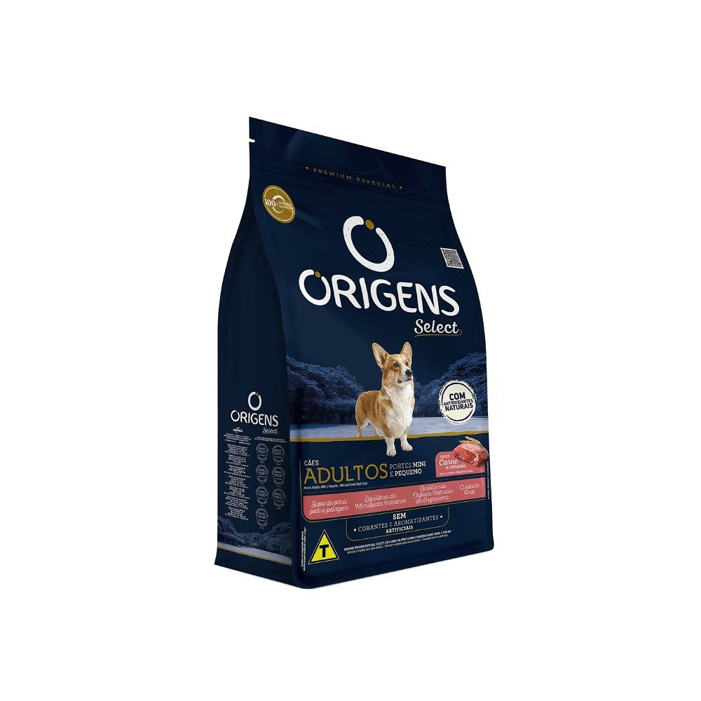 Ração Origens para Cães Adultos de Porte Mini e Pequeno sabor Carne e Cereais