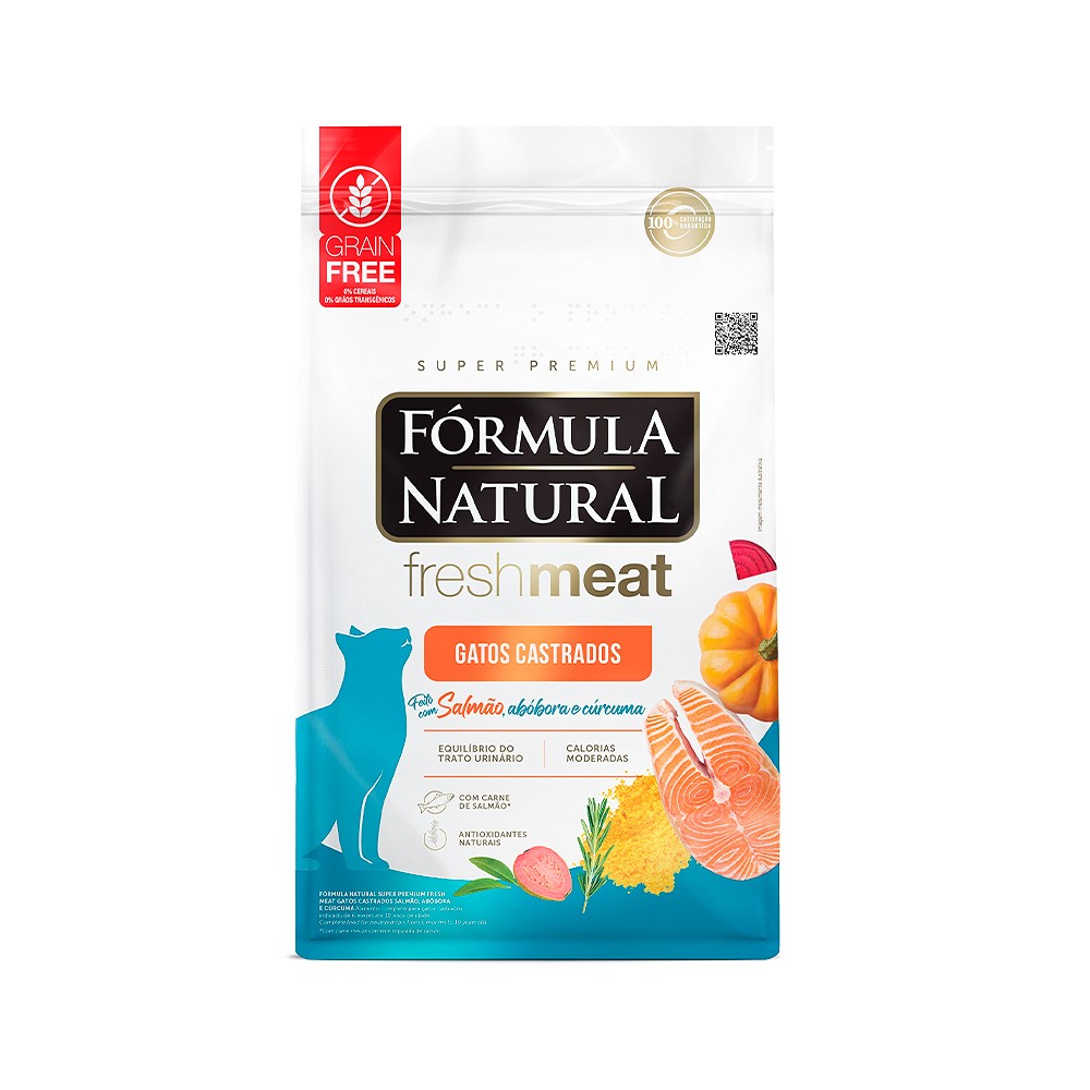 Ração Fórmula Natural Fresh Meat para Gatos Adultos Castrados sabor Salmão