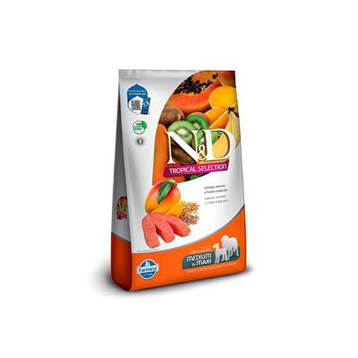 Ração Farmina N&D Tropical Selection para Cães Adultos de Porte Médio e Grande Sabor Salmão, Cereais e Frutas Tropicais 10.1kg