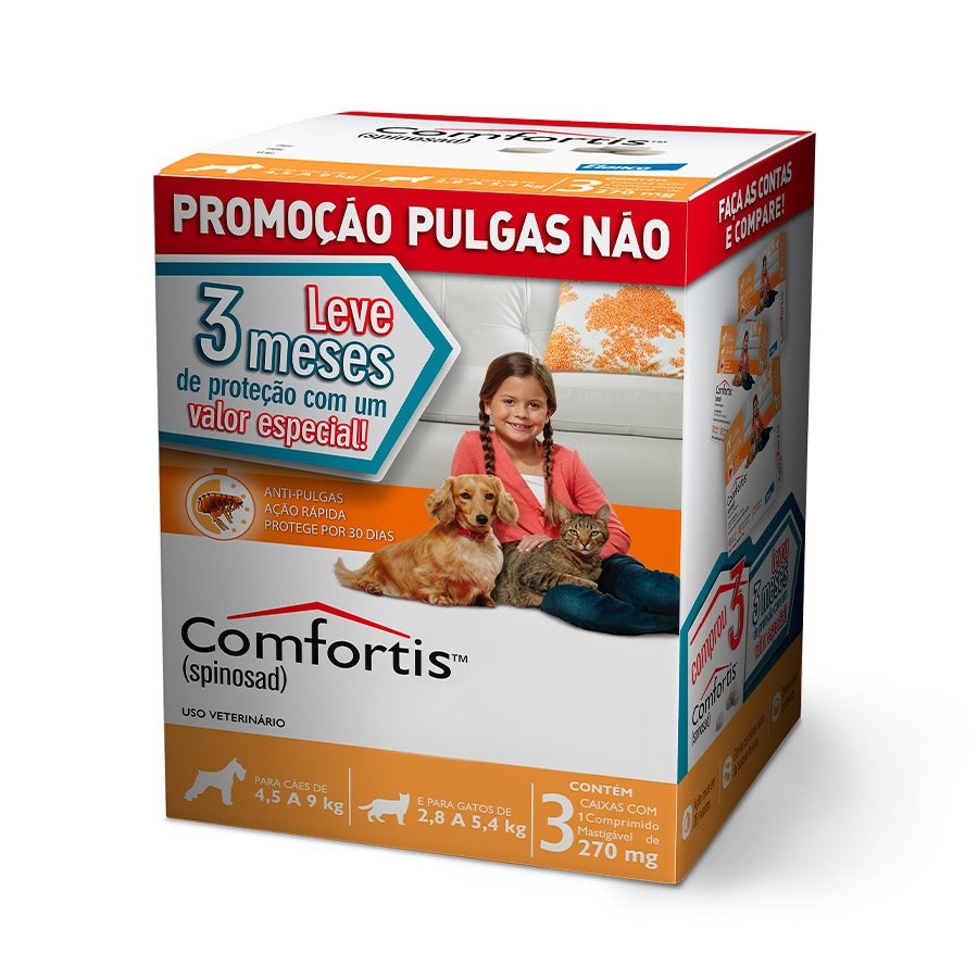 Antipulgas Comfortis Elanco 270mg para Cães de 4,5kg a 9kg e Gatos de 2,8kg a 5,4kg