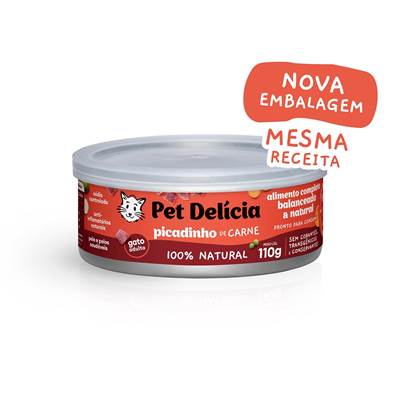 Ração Pet Delícia Picadinho de Carne Natural para Gatos 110g