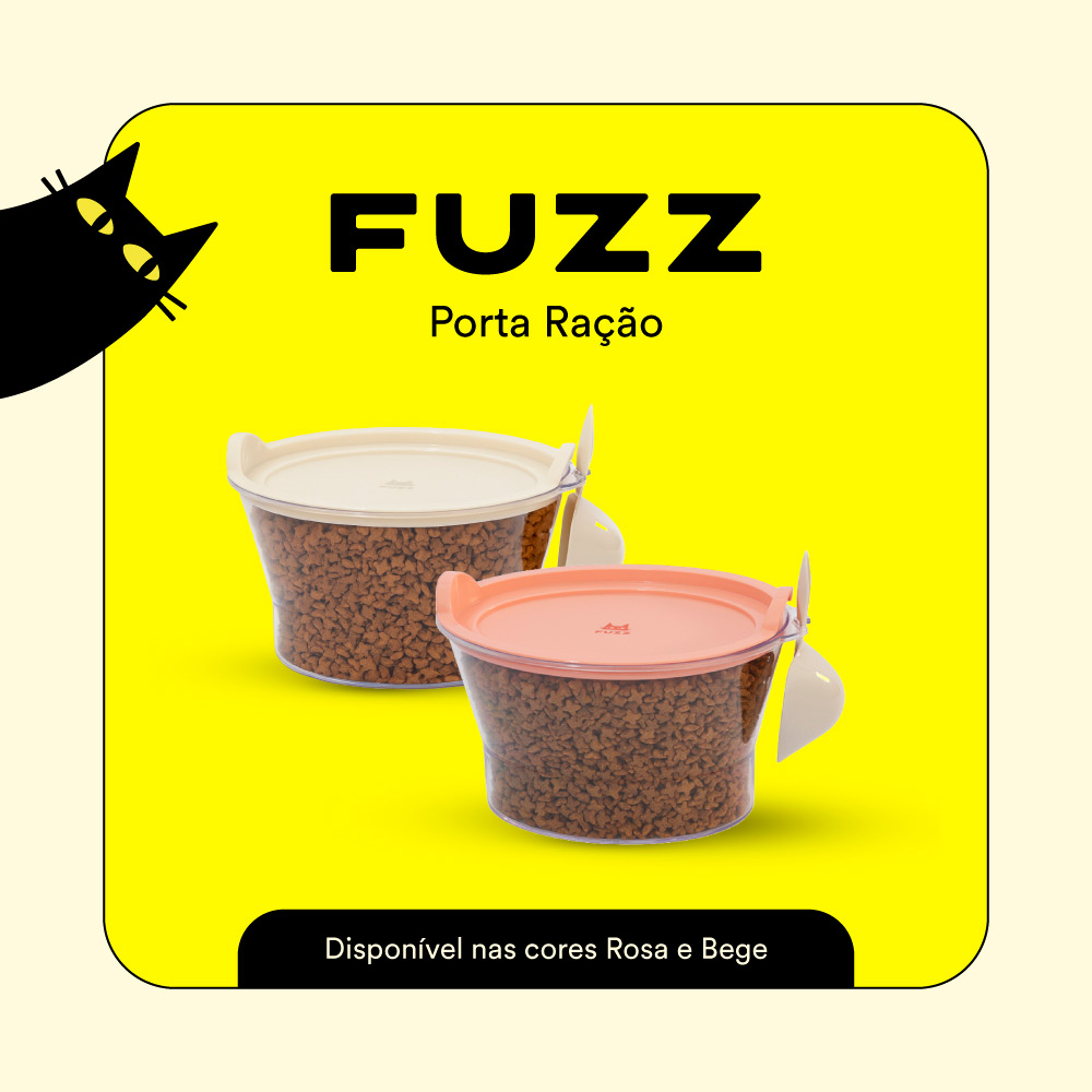 Porta Ração Fuzz Bege para Gatos