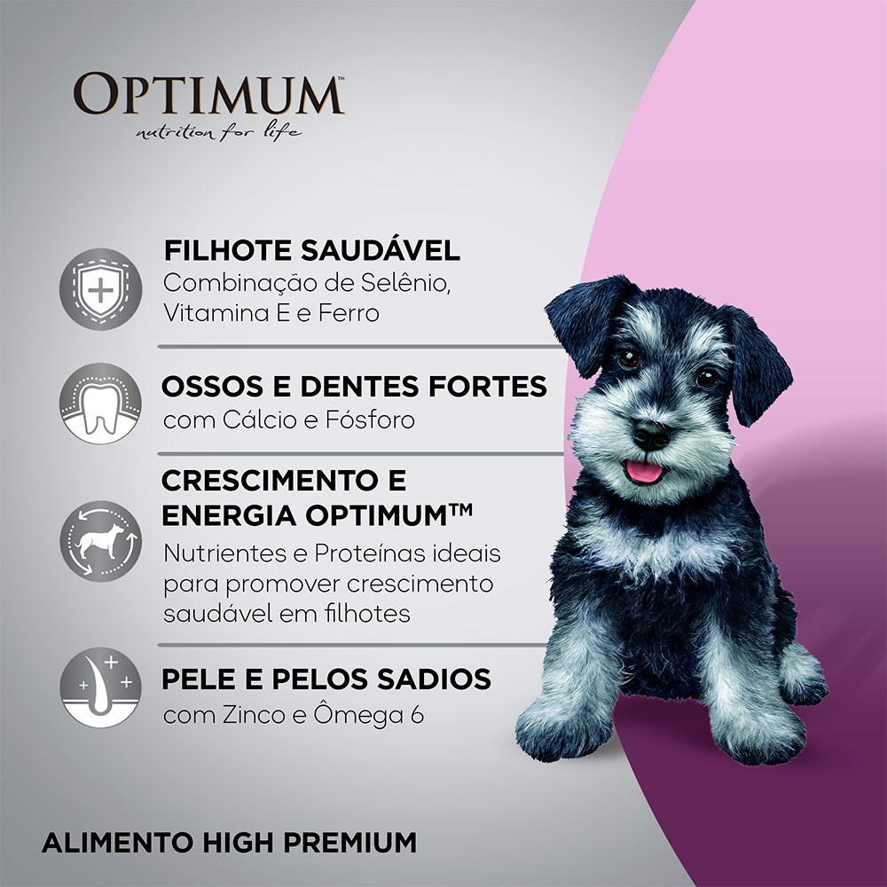 Ração Optimum para Cães Filhotes de Raça Pequena e Mini até 12 Meses sabor Frango