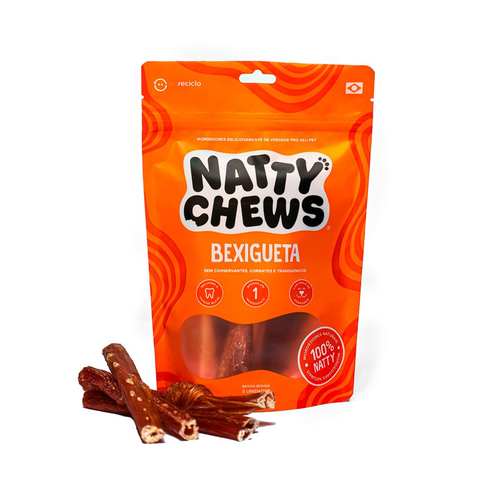 Osso Natty Chews Bexiga Bovina Natural para Cães - 5 Unidades