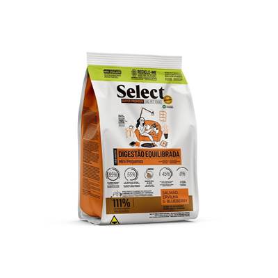 Ração Monello Select Digestão Equilibrada para Cães Adultos de Porte Mini e Pequeno sabor Salmão, Ervilha e Blueberry 15kg