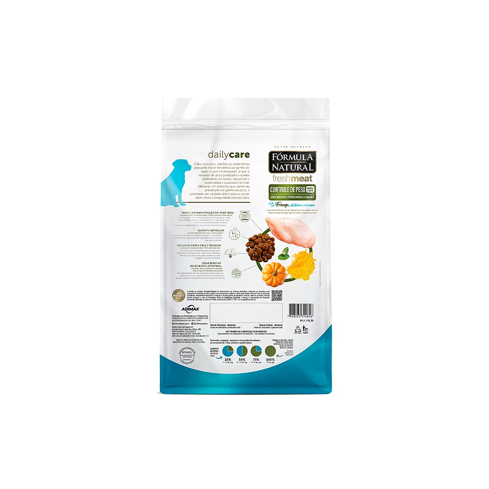 Ração Fórmula Natural Fresh Meat para Cães Adultos Light de Porte Médio e Grande